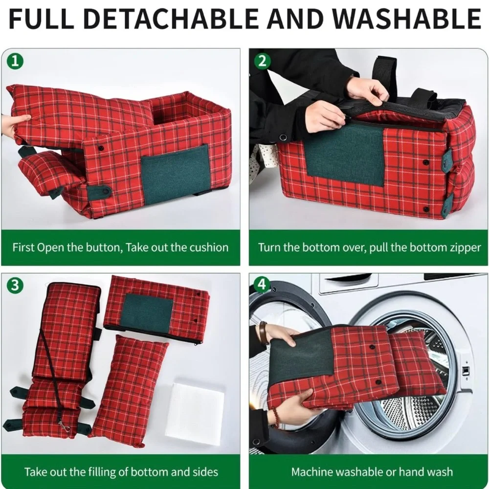 Console Dog Car Seat With Christmas Colors For Small Dogs Up To 12 Lbs